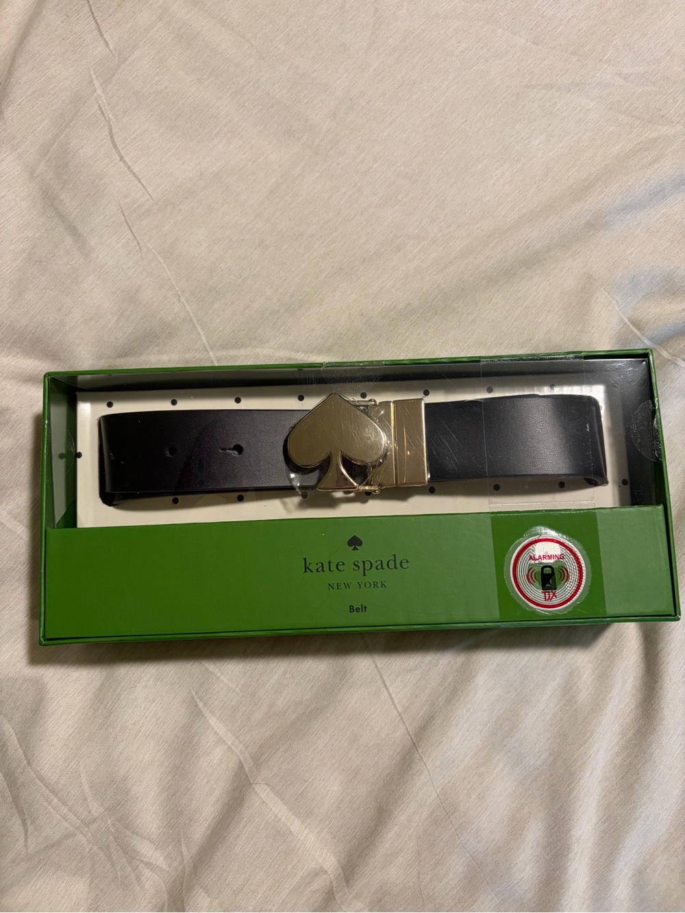 kate spade Black Leather Belt with Gold Spade Buckle